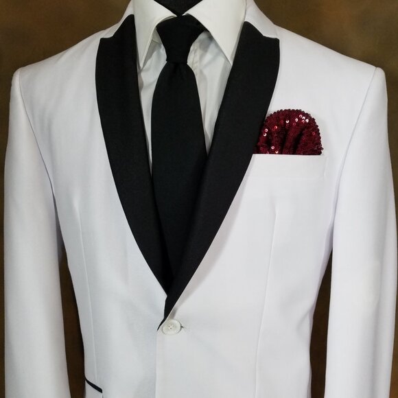 New - Men's Sequin Pre-Folded Pocket Square Insert - Burgundy - Picture 1 of 4